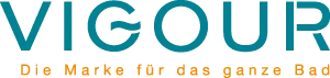 VIGOUR Logo mit türkiser und orangener Schrift auf transparentem Hintergrund
